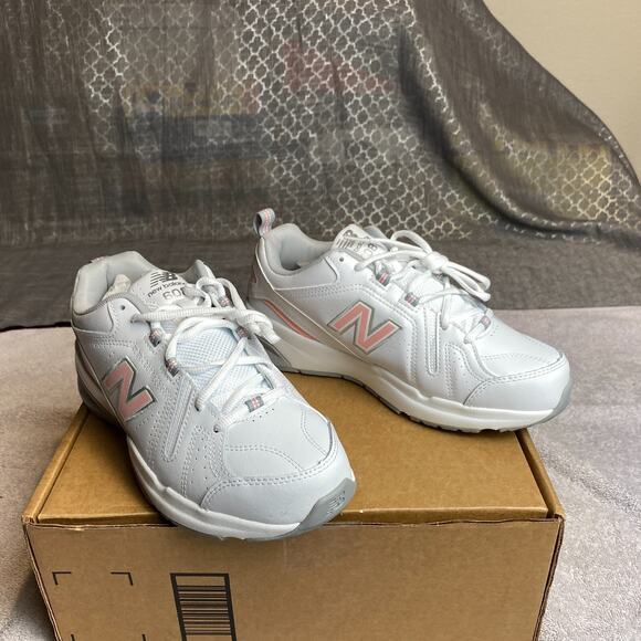 New Balance 608 V5 Sneakers Womens 8.5 White Pink Training Retrocore Y2K Gym - Picture 1 of 10